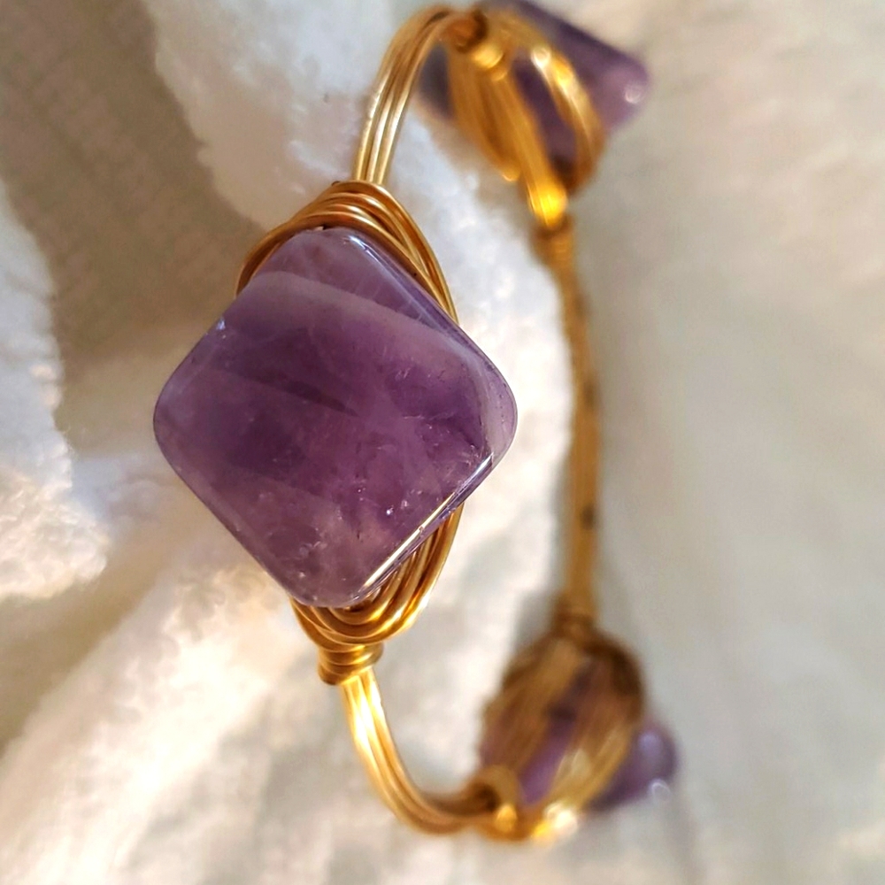 Amethyst and Copper bangle small